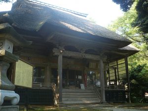羅石明神と岩の掛橋の姿を描いた図